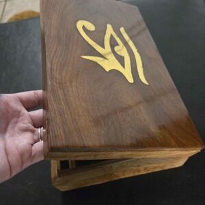 Elegant Wooden Box with Gold Inlay